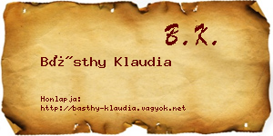 Básthy Klaudia névjegykártya